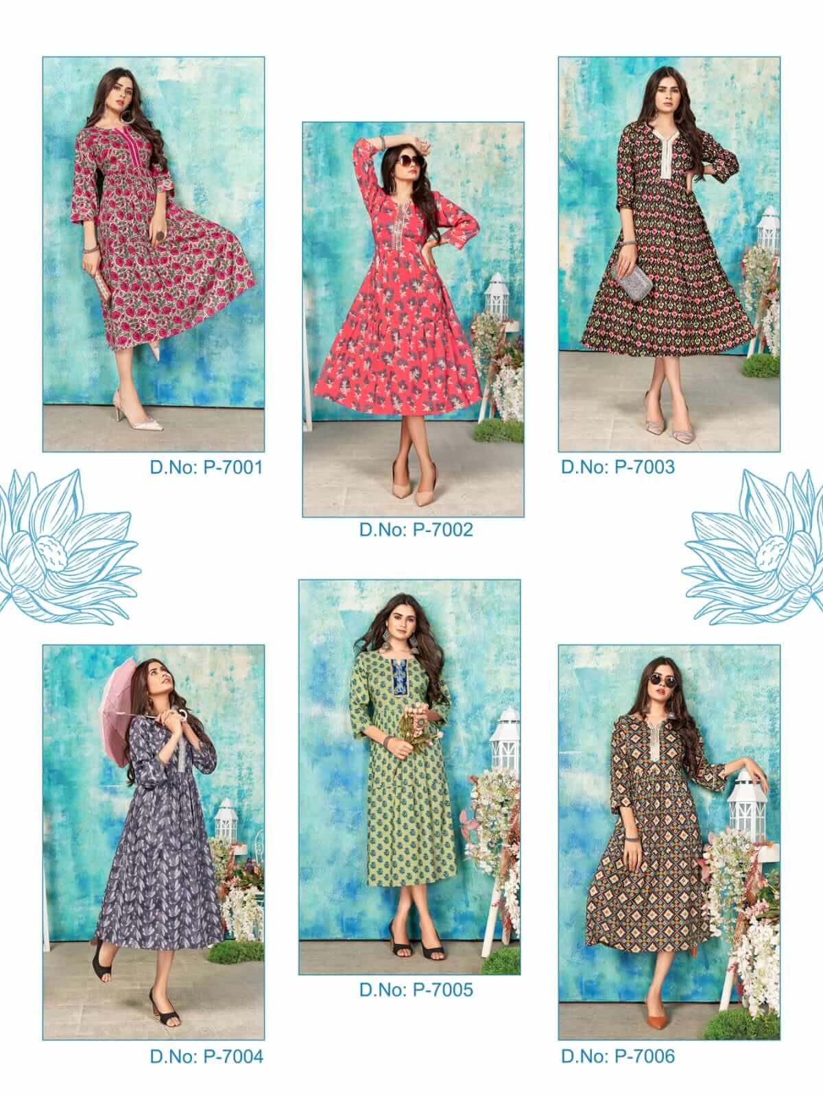 Pranjal Passion 7 Fancy Wear Designer Rayon Printed Anarkali Kurti Collection
